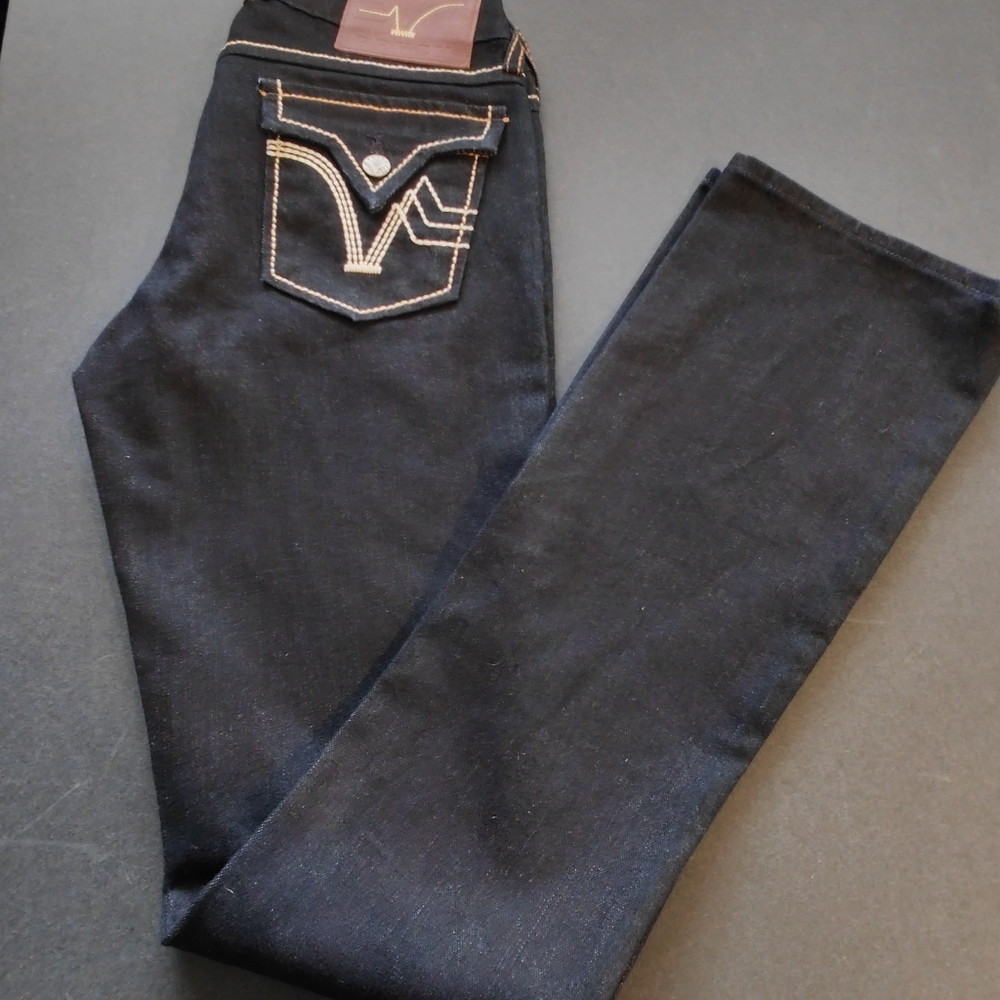 NEW PRVCY Low Rise Boot Cut Jeans  women's size 28 color dark Denim
